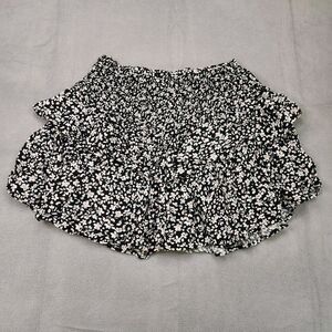 Japna Ruffled Mini Skirt Women's M Floral Pull On Elastic Waist Stretch